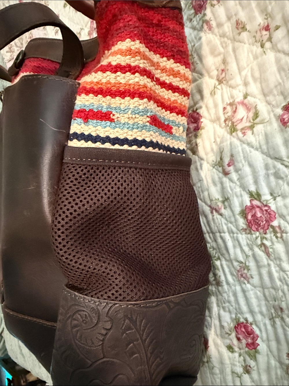 STS Ranchwear Brown Multi-Pattern Patchwork Tote - Picture 4 of 4